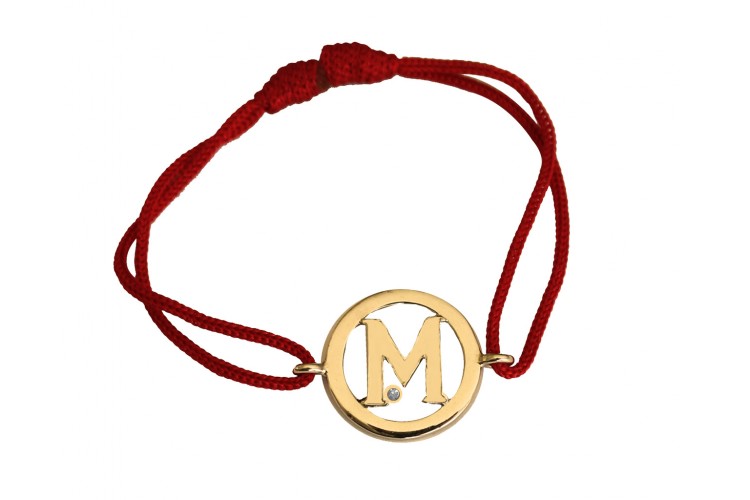 Alphabet M Gold Bracelet